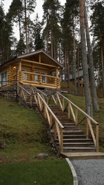 Коттедж с баней с балконом и с красивым видом из окна