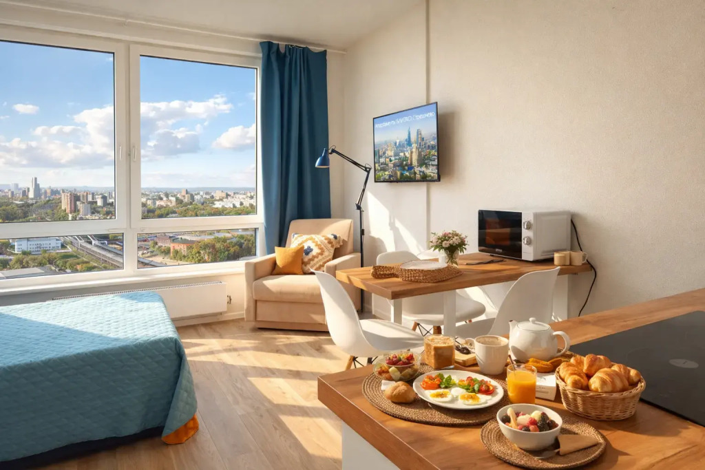 Квартира студия 22 м² 2 кровати