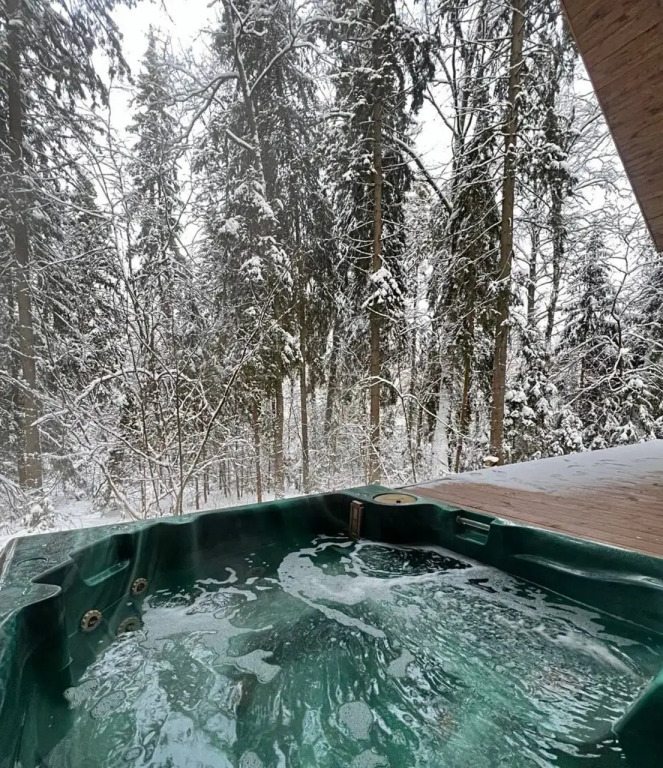 Шале с камином и джакузи в лесу