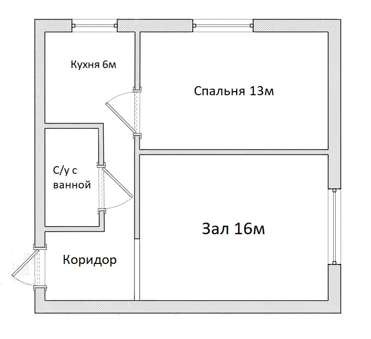Квартира Двухкомнатная с изолированными комнатами