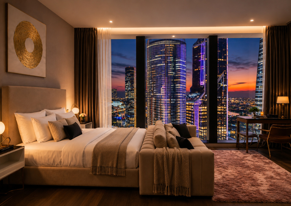 Апартаменты Sky City Moscow LUX Студия с большим окном с видом на все башни и город!