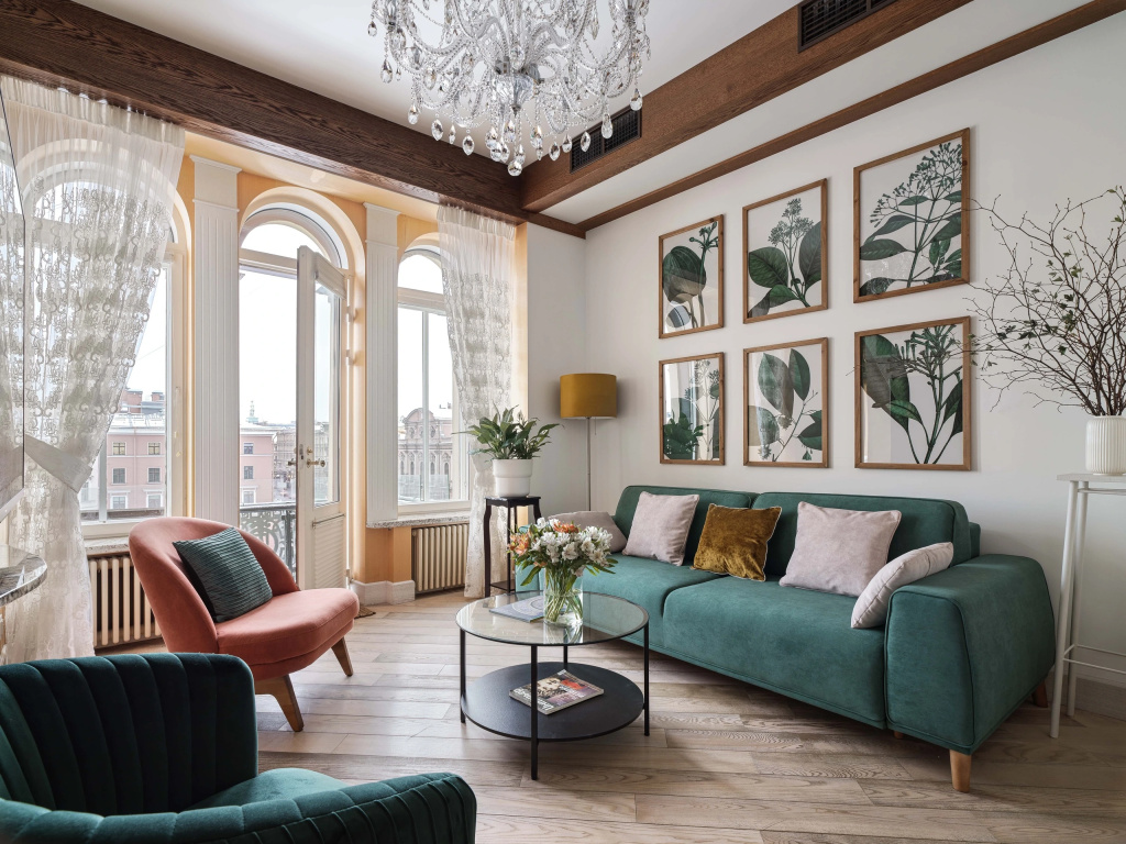 Апартаменты Minin Apartments 3 этажа с башней, балконом и панорамным видом на Аничков мост 170 кв.м.