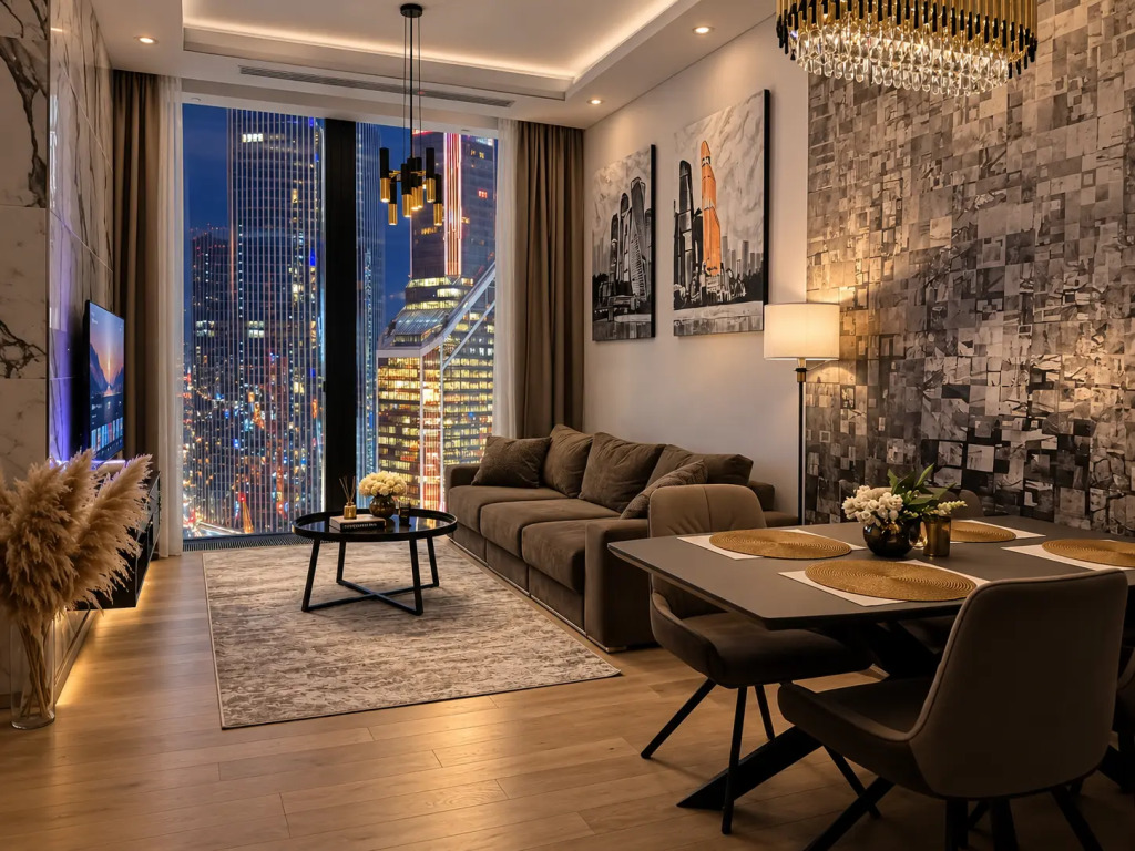 Апартаменты Sky City Moscow Эксклюзивный мраморный! Редкая широкая панорама на все башни Москва Сити! Алиса Макс