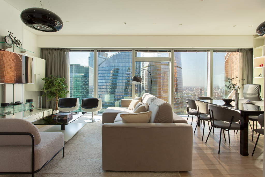 Апартаменты Sky City Moscow 51 Этаж! 140 метров! Саундбар! Подсветка под любое настроение! Дорогой вид на башни и город!