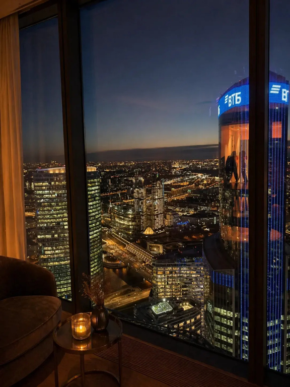Апартаменты Sky City Moscow 75 этаж! Шикарный вид на МГУ, Парк Победы, Лужники, башни и город! Дизайнерский! Закатная стороны!