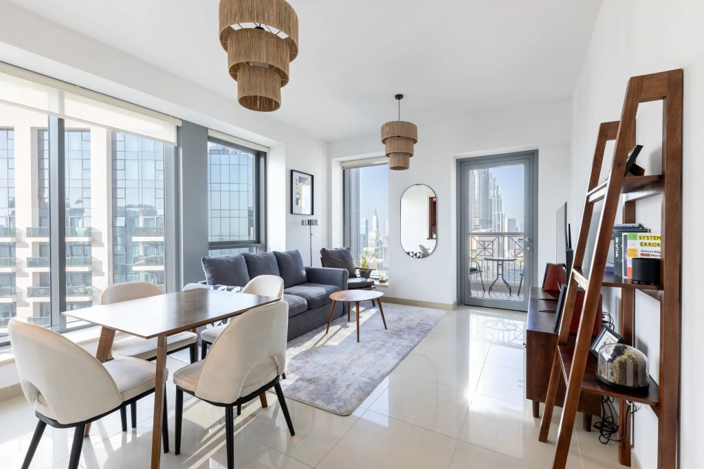 Апартаменты Elegant 2BR Balcony and Stunning Burj Views