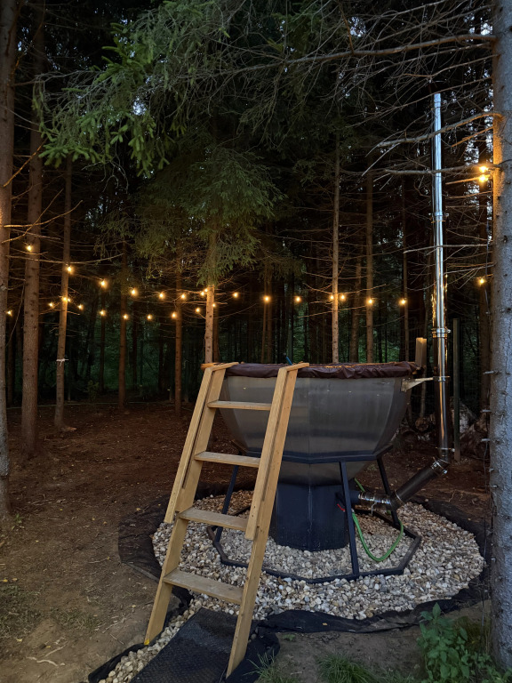 Частный дом Дом A-frame в лесу с чаном и батутом Bearlogo