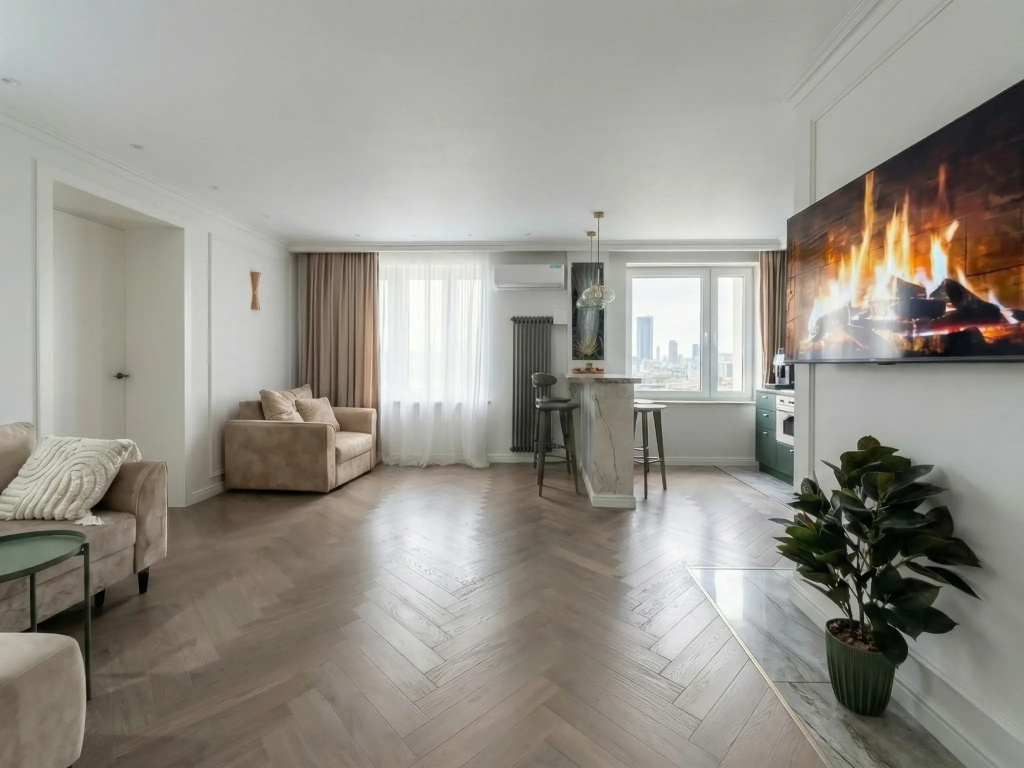 Квартира Top Rooms: Евродвушка на Саввинской набережной с видом на Москва Сити