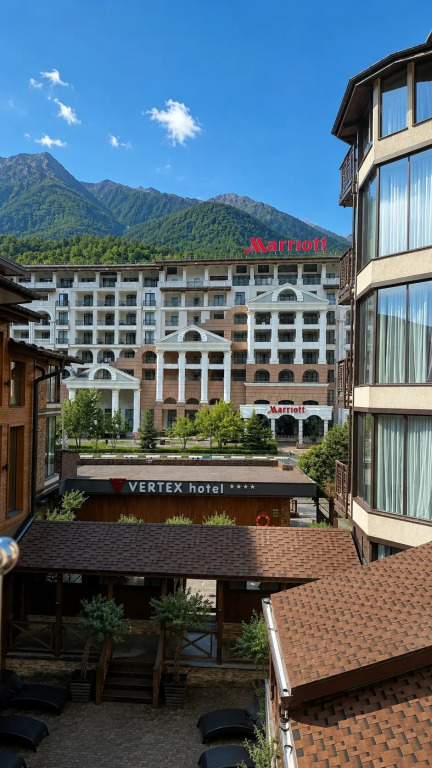 Апартаменты Море Квартир Из Окон Открывается Вид на Горы и Marriott