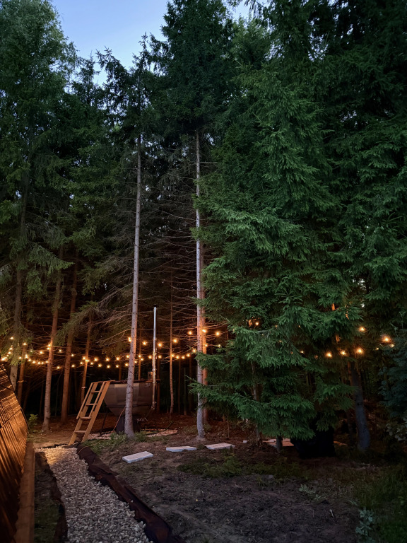 Частный дом Дом A-frame в лесу с чаном и батутом Bearlogo