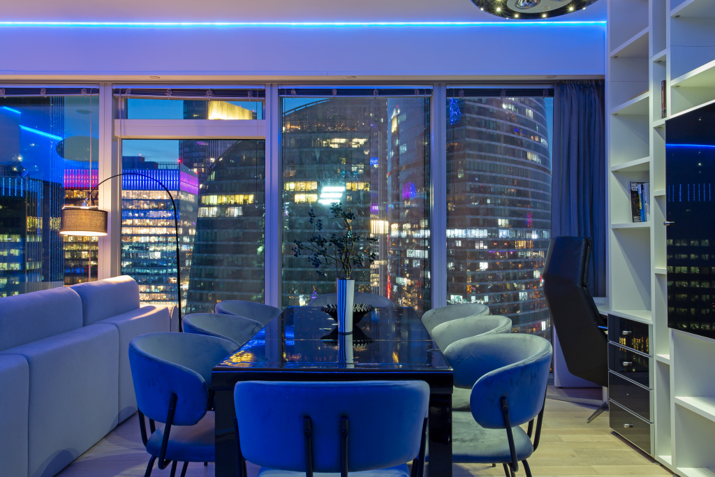 Апартаменты Sky City Moscow 51 Этаж! 140 метров! Саундбар! Подсветка под любое настроение! Дорогой вид на башни и город!