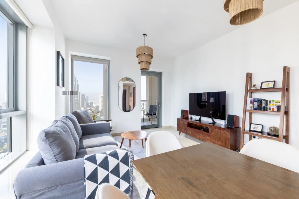 Апартаменты Elegant 2BR Balcony and Stunning Burj Views