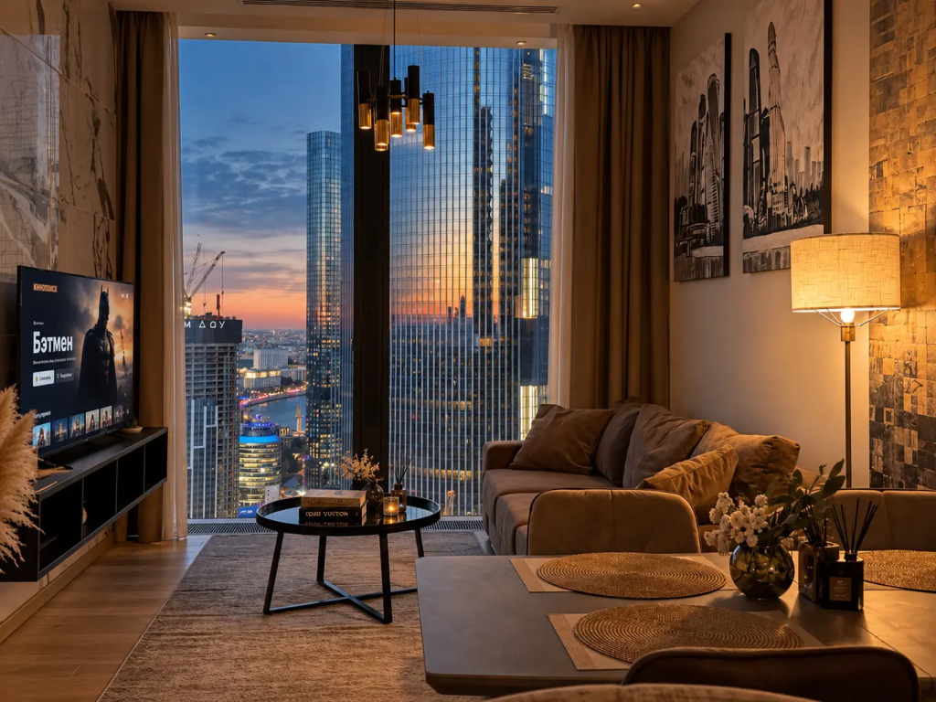 Апартаменты Sky City Moscow Эксклюзивный мраморный! Редкая широкая панорама на все башни Москва Сити! Алиса Макс