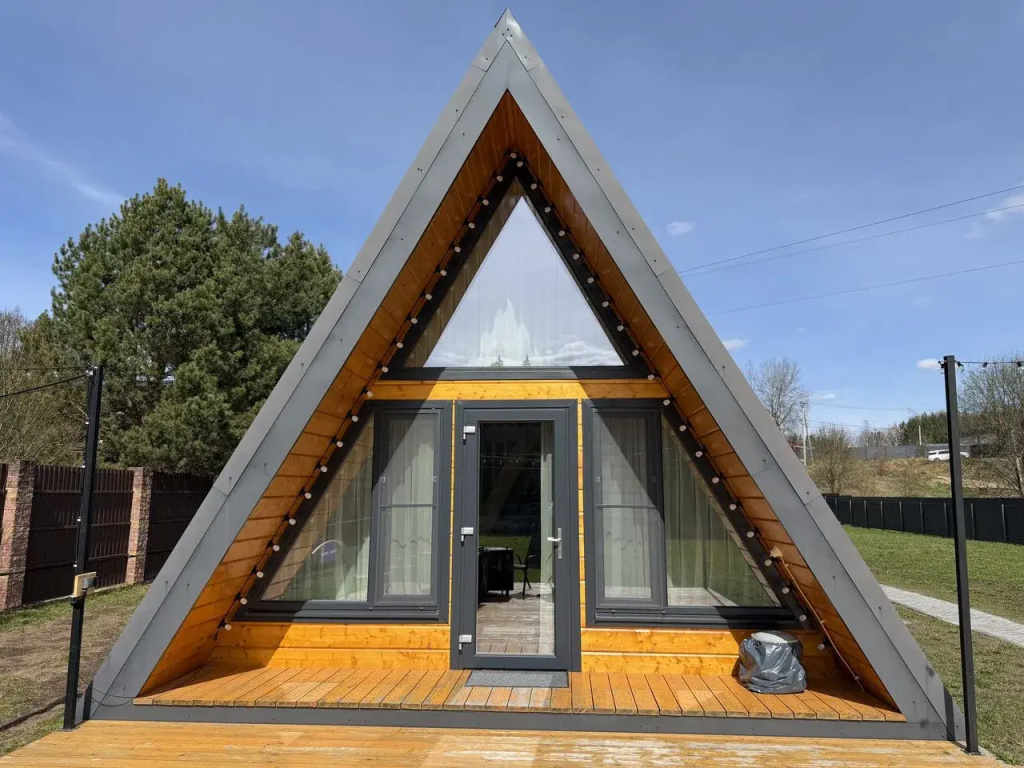 Частный дом A-frame Графит из дерева 4х местный Ривер Хаус - фото 15