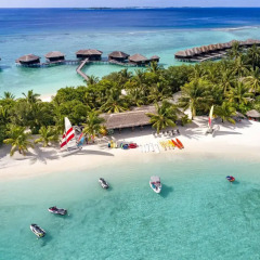 Отель Sheraton Maldives Full Moon Resort & Spa 5* Коттедж Beach front с различными типами кроватей
