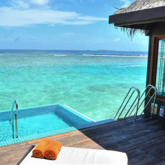 Отель Sheraton Maldives Full Moon Resort & Spa 5* Бунгало с различными типами кроватей фото 8