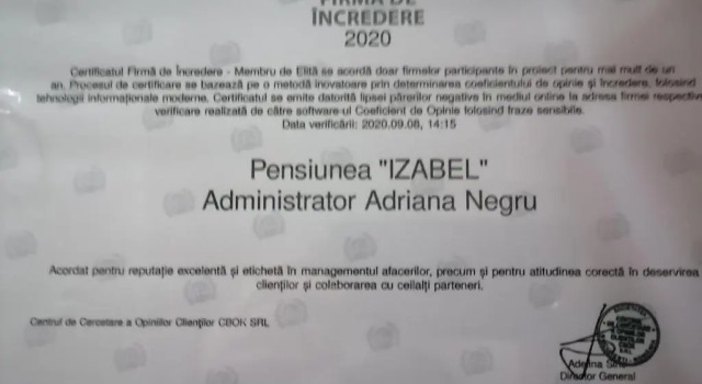 Двухместный семейный номер Standard Pensiunea Izabel