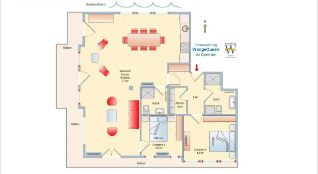 Апартаменты WoogeQueen - 112 m² Luxus mit direktem Meerblick