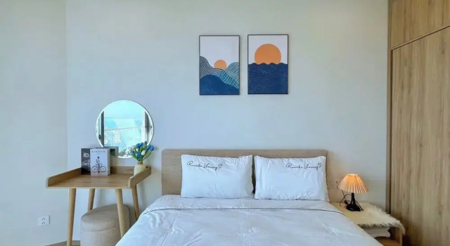 Апартаменты с 2 комнатами с балконом и с частичным видом на океан MeoMeo Homestay - The Sóng Apartment