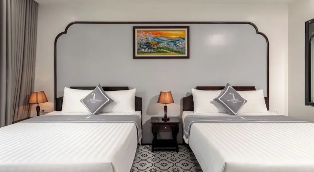 Кровать в общем номере Tam Coc Lighthouse Hotel
