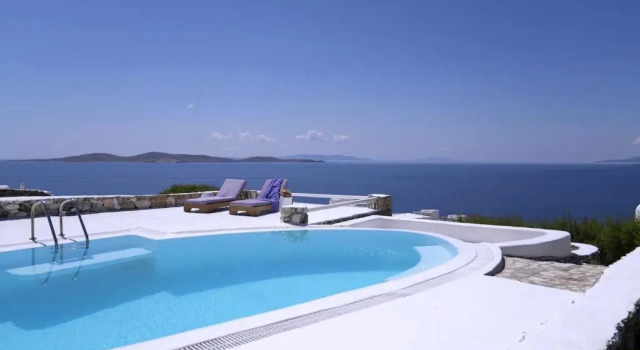 4 bedrooms villa with sea view private pool and enclosed garden at Mykonos 2 km away from the beach
