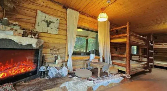 Кровать в общем номере (женский номер) с красивым видом из окна Hemu goes to the distant travel photograph inn