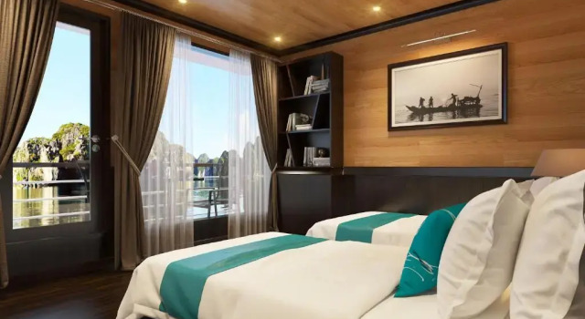 Семейный люкс с балконом La Casta Cruise Luxury Ha Long Bay Experience Private Cabin with Ocean View Balcony and Bathtub