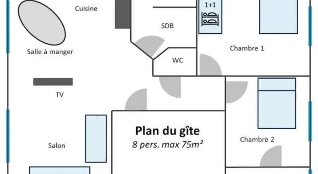 Апартаменты с 2 комнатами La Maison des Vendangeurs