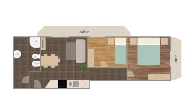 Апартаменты с 2 комнатами с балконом Residence Reinhild