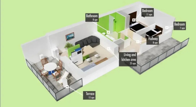 Апартаменты с 2 комнатами Apartments Tre Perle