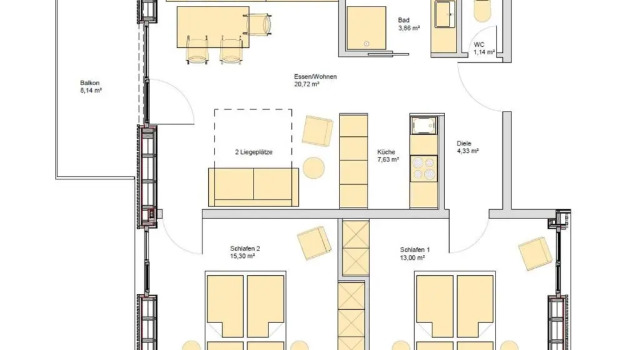 Апартаменты с 2 комнатами с видом на реку Sternen Bohlingen Aparthotel