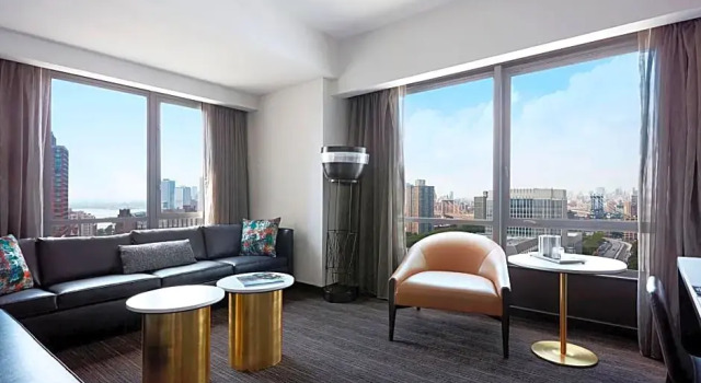 Двухместный люкс c 1 комнатой с видом на реку New York Marriott at the Brooklyn Bridge