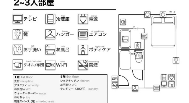 Трёхместный номер Standard Kanazawa 旅音