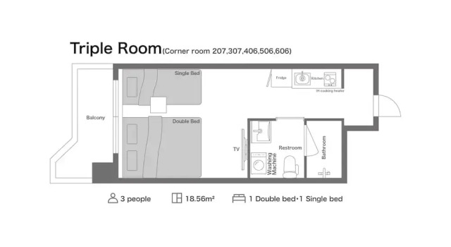 Двухместный номер Standard с балконом Apartment Hotel 11 Yasaka