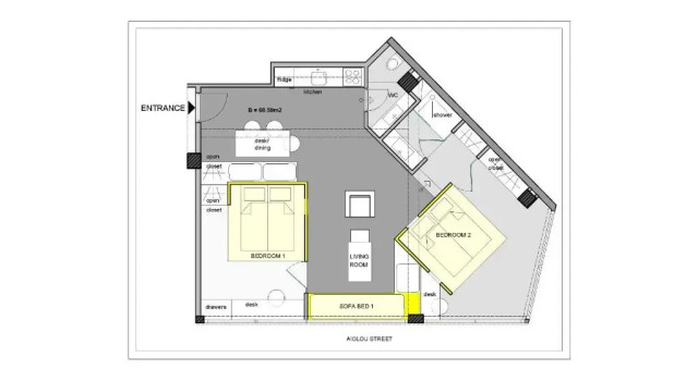 Апартаменты с 2 комнатами Athens Color Cube