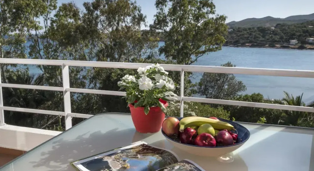 Апартаменты Deluxe с балконом и с видом на море Sea front Athena Sounion Apartment