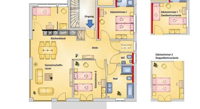 Апартаменты Comfort с 3 комнатами с балконом и с видом на город modern-one apartments Fulda