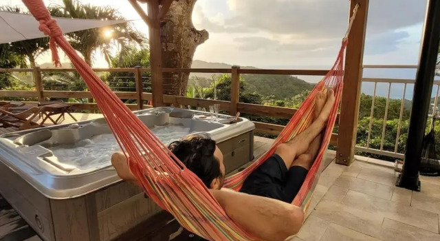 Апартаменты A Perle de vue : Appartement de charme Piscine & spa avec vues mer & forêt