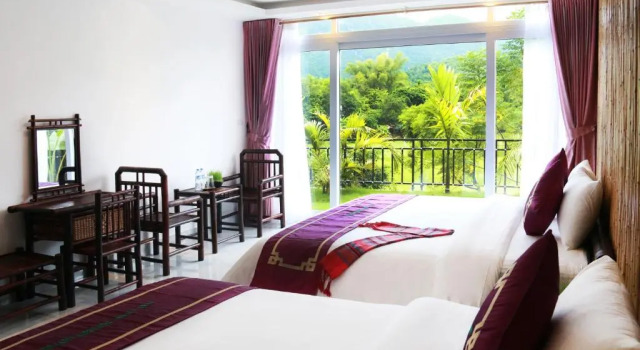 Семейный номер Deluxe с красивым видом из окна Mai Chau Sunset Boutique Hotel