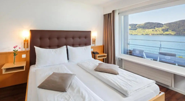 Двухместный номер Panorama с балконом и с видом на озеро Seerausch Swiss Quality Hotel