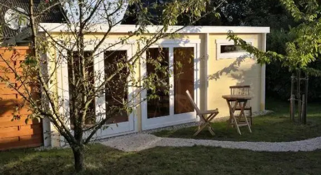 Коттедж 25qm ATRIUM Holz-Bungalow- NATUR PUR- NEUES MASSIVHOLZ BETT- Juni 2022- Objekt optimiert!