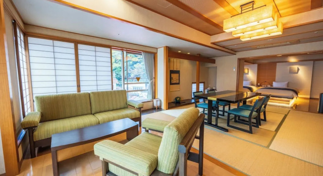 Номер Open-Air Bath Shusui-an Japanese-Western Style with Onsen River Side Hakone Yumoto Onsen Hotel Kajikaso