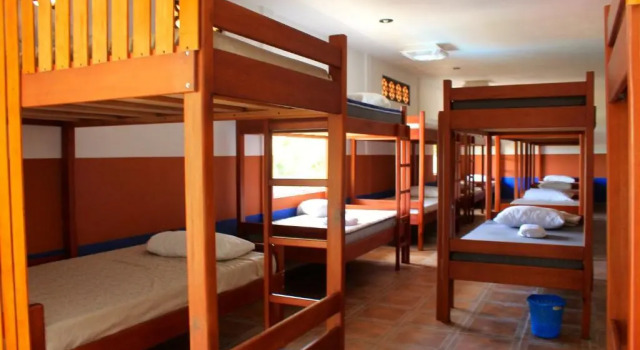 Кровать в общем номере Hacienda bambú