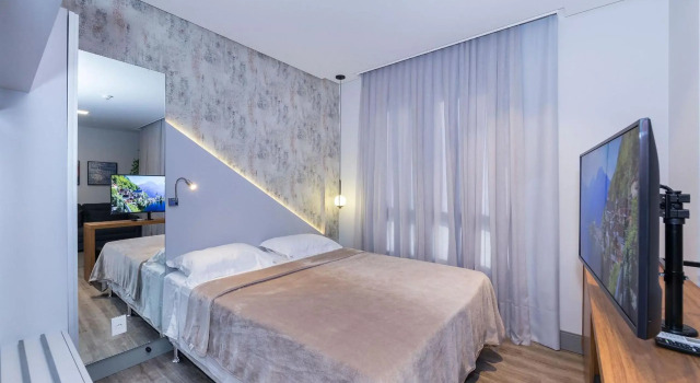 AION suítes 204 - Compacto e luxuoso Loft - Rooftop com piscina e academia - À poucos passos da praia