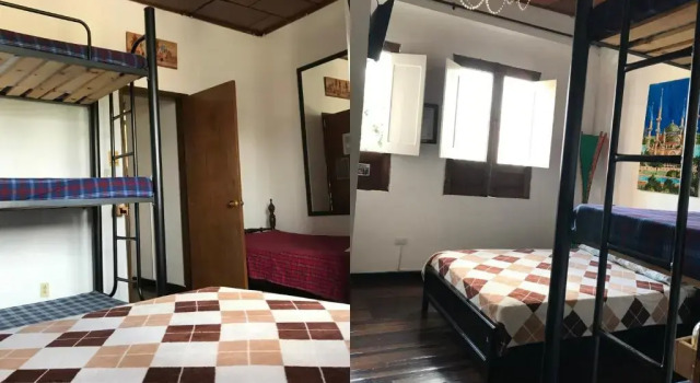 Кровать в общем номере Hostal Mirador Andino