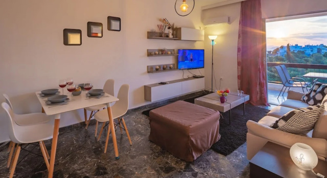 Апартаменты с 2 комнатами с балконом Voula- Archer Amazing Sea View Apartment