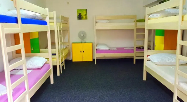Кровать в общем номере Crazy House Hostel