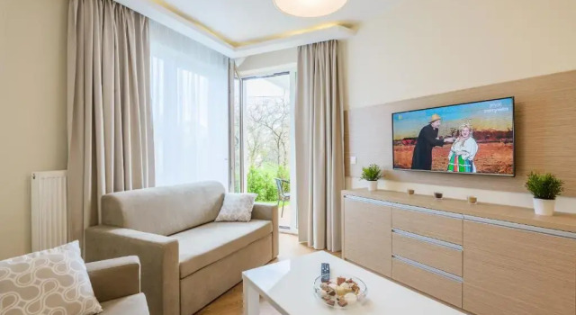 Апартаменты Цокольный этаж c 1 комнатой APARTAMENTY MIERZEJA - MARINA, Kąty Rybackie, 100m od Zalewu Wiślanego, Bezpłatny Meleks