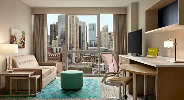 Двухместный люкс c 1 комнатой с видом на город Home2 Suites By Hilton Chicago River North