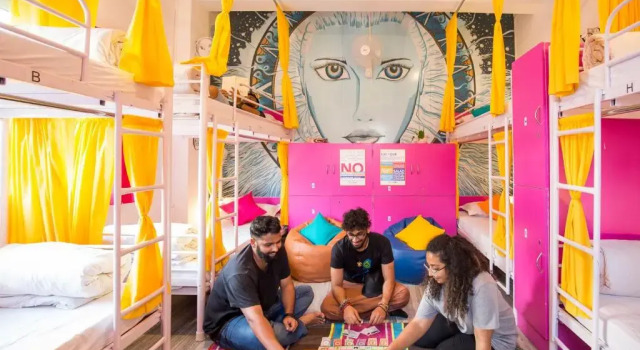 Кровать в общем номере goSTOPS Udaipur